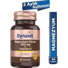 Dynavit Magnesium Citrate 200 Mg & Vitamin D 60 Tablet - Kas & Kemik - Magnezyum Sitrat, D Vitamini - Dezenfektan Hediyeli (%72 Alkol)