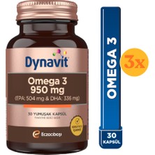 Dynavit Omega 3 950 Mg 30 Yumuşak Kapsül - 1400MG Balık Yağı - 3 Adet (90 Kapsül) - Dezenfektan Hediyeli (%72 Alkol)