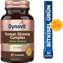 Dynavit Korean Ginseng Complex (Panax Ginseng) 30 Bitkisel Kapsül - 3 Adet (90 Kapsül) - Dezenfektan Hediyeli (%72 Alkol)