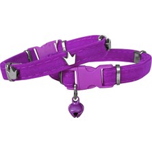 Indispensablely Kadife Kedi Boyun Tasması King 20-32 cm Mor