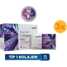 Dynavit Diamond Collagen Pro 30 Saşe - Hidrolize Peptit Tip 1 Balık Kolajeni, Biotin - 3 Adet (90 Saşe) - Dezenfektan Hediyeli (%72 Alkol)