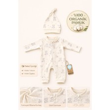 Bubbles Yenidoğan Bebek Tulum+Şapka Takımı %100 Organik Pamuk