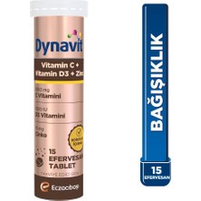 Dynavit Vitamin C & Vitamin D3 & Çinko 15 Efervesan Tablet - Bağışıklık - Şekersiz Portakal Aromalı - Dezenfektan Hediyeli (%72 Alkol)