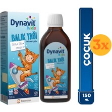 Dynavit Kids Balık Yağı 150 ml - Portakal Aromalı - 3 Adet (450 Ml) - Dezenfektan Hediyeli (%72 Alkol)