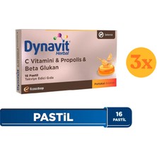 Dynavit Herbal C Vitamini, Propolis & Beta Glukan 16 Pastil - 3 Adet (48 Pastil) - Dezenfektan Hediyeli (%72 Alkol)