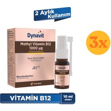 Dynavit Vitamin B12 1000MCG 10ML Dilaltı Sprey - Methylcobalamin - 3 Adet (30 Ml)