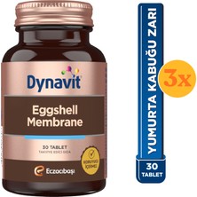 Dynavit Eggshell Membrane 30 Tablet - Yumurta Kabuğu Zarı Complex - 3 Adet (90 Tablet) - Dezenfektan Hediyeli (%72 Alkol)