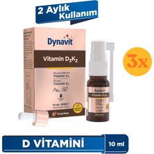 Dynavit Vitamin D3K2 10 ml Sprey - 1000IU D3 & 20MCG K2 - 3 Adet (30 Ml)