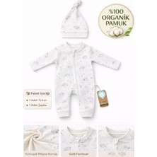 Bubbles Yenidoğan Bebek Tulum+Şapka Takımı %100 Organik Pamuk