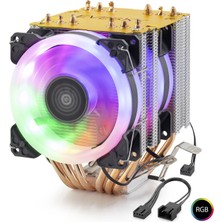 İlk El Grup Cpu Işlemci Kule Tipi Soğutucu 600 Serisi Çift Fanlı 6 Bakır Borulu Rgb ND2606 Iegtgrs-34