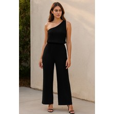 MTM My The Mall Giyim Kadın Siyah Tek Omuzlu Şık Bluz & Geniş Paça Pantolon Ikili Takım