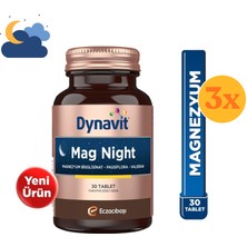 Dynavit Mag Night 30 Tablet – Akşam/gece Magnezyumu - 3 Adet (90 Tablet) - Dezenfektan Hediyeli (%72 Alkol)