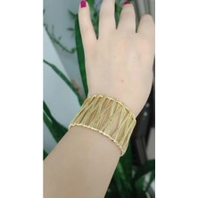 Shop Gold Renk Geniş Kelepçe Bileklik – Modern Çoklu Tel Tasarım Şık Kadın Çelik Bileklik