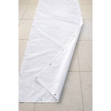 Branda Noktası Beyaz Renkli Balkon Brandası - M2/650 gr Polyester (Tır Brandası) - Kuşgözlü ve Kolon Takviyeli Balkon Demiri Brandası