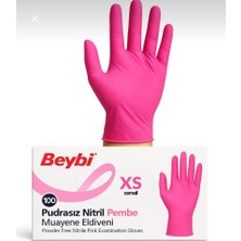 Beybi Fuşya Pembe Nitril Muayene Eldiveni 100’LÜK Kutu - Xsmal