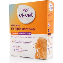 Vi-Vet Yüz Için Sir Ağda Bant Seti Portakal Normal Cilt (24 Bant + 3 Mendil)