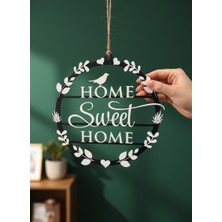 Ecolia Store Siyah Beyaz Home Sweet Home Kapı ve Duvar Süsü – Modern Dekoratif Yazı