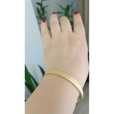 Shop Çelik Gold Renk 3’lü Bilezik Seti Simli Parlak Tasarım – Kadın Şık Bileklik I Günlük & Özel Gün