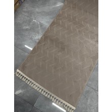 SARAR HALI Sarar Halı Plus 190 Kapiçino Kaymaz Taban Yolluk Makinede Yıkanabilir Halı Krem Düğüm Saçaklı