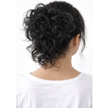 Yk Siyah Hazır Topuz Tokası Dalgalı Hacimli At Kuyruğu Üzeri Tak Çıkar Topuz Aksesuarı