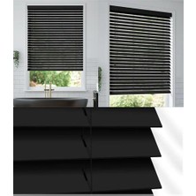 YS Perde Tasarım Wooden Blinds %100 Doğal Ahşap Jaluzi Perde , 50MM Alüminyum Kasalı Yüksek Kaliteli - Siyah (M.i) WDJ-Mİ1149