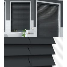 YS Perde Tasarım Wooden Blinds %100 Doğal Ahşap Jaluzi Perde , 50MM Alüminyum Kasalı Yüksek Kaliteli - Antrasit (M.i) ANT/Mİ1578