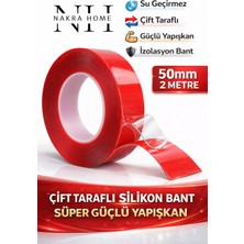 Nakra Home Çift Taraflı Silikon Bant Iz Bırakmaz Şeffaf Bant Süper Güçlü Duvar Çerçeve Taşıyıcı (50 mm x 2 M)