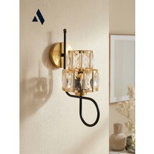 Crysten Kristal Duvar Apliği – Gold & Gümüş Dekoratif Metal Duvar Lambası | Alldesco