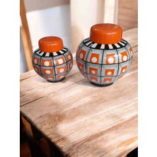 Polikromi Seramik Küre Küp Pencere Desen