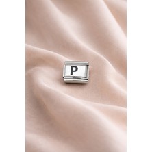 Nomination Uyumlu “p” Harf Charm – Çelik Bileklik Modülü, Kişiye Özel Harf Aksesuarı