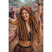 Yk Kahve Ton Geçici Rasta Set | Festival & Bohem Saç Aksesuarı | El Yapımı Dreadlock