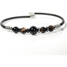 Moncuk Design Siyah Akik Taşlı Yaylı Bileklik – Güç, Denge ve Stres Azaltıcı Enerji