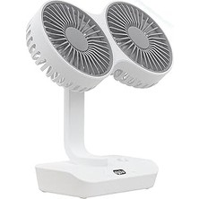 Starseven Coverzone Çift Başlı Taşınabilir USB Şarjlı Fan, LED Gece Lambası ve 5000MAH Pil ile Uzun Çalışma S