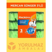 Yorulmaz Ambalaj Macromax 3’lü Mercan Bulaşık Süngeri – Dayanıklı Uzun Ömürlü Mutfak Temizlik Süngeri Yağ ve Kir Çıkarıcı