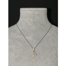 Vulwox Altın Taşlı Şans Yoncası Kolye