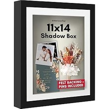 Starseven Americanflat 11X14 Gölge Kutusu Çerçeve Siyah 9X12 Mat ve Yumuşak Keten Arka - Duvar Veya Masa Üstü