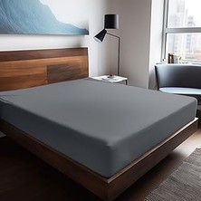 Starseven | Mix &amp; Match | Plain |%100 Pamuklu Ranforce 160 x 240 Tek Kişilik Düz Çarşaf Gri
