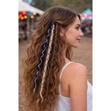 Yk Çıtçıtlı Üçlü Rasta Toka Krem Lacivert Kahve | Bohem Saç Aksesuarı Kolay Tak