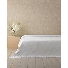 Starseven English Morgan Pamuk Polyester Çift Kişilik Yatak Örtüsü Beyaz