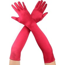Vexor Kırmızı Renk Dirseğe Kadar Uzun Kumaş Eldiven 40 cm