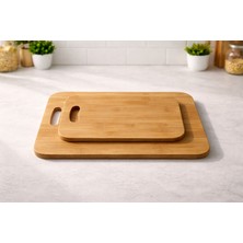 Barotti Doğal Bambu Kesme Tahtası Seti Büyük & Küçük Boy Mutfak Doğrama ve Sunum Tahtası-