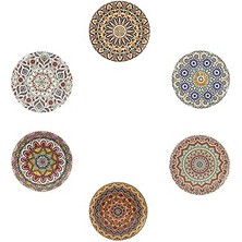 Starseven Gifthome 6 Lı Çini Desenli (Autum) Metal Bardak Altlığı ve Metal Stand