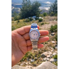 Nova Sales Hex Desenli Tarihli Quartz Mekanizmalı Paslanmaz Renk Atmaz Kadın Kol Saati