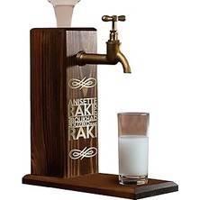 Starseven Bk Gift Özel Rakı Baskılı Musluklu Doğal Ahşap Standı, Çeşmesi, Doğum Günü Hediyesi, Ev H