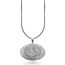 Oya Silver Gümüş Osmanlı Tuğrası Kabartmalı Vintage Kolye 4.5x4.2 cm [OYSY197]