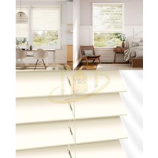 YS Perde Tasarım Wooden Blinds %100 Doğal Ahşap Jaluzi Perde , 50MM Alüminyum Kasalı Yüksek Kaliteli - Krem (M.i) KRM/Mİ145