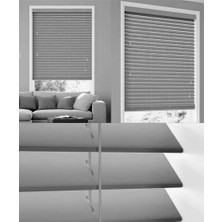 YS Perde Tasarım Wooden Blinds %100 Doğal Ahşap Jaluzi Perde , 50MM Alüminyum Kasalı Yüksek Kaliteli - Koyu Gri (M.i) KGR/Mİ204