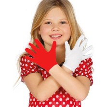 Vexor Gösteriler Için 1 Çift Kırmızı Beyaz Pandomim Eldiveni Çocuk Boy