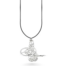 Oya Silver Ince Parlak Osmanlı Tuğrası Gümüş Kolye Ucu 4x4.1 cm [OYSY202]