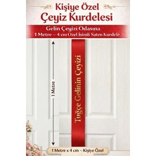 Azresa Kişiye Özel Çeyiz Kurdelesi – Gelin Çeyizi Odası Süsü – Isimli Kırmızı Saten Kurdele - Gold Yazılı